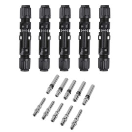 10AWG Solar Panel Connectors IP68 Waterproof 1500V 70A Solid Tinned Copper Terminal Black 5 Pairs for Solar PV Cable(6mm²)