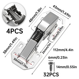 Jiavlyx 4 Pieces Soft Close Hinges, 90° Hinges Cabinet Door with Hydraulic Damping and 32 Screws, Thickened Rivets, Strong and Durable, Pot Hinges for Furniture, Cabinet Door, Wooden Door