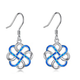 Hancock Celtic Knot Earrings Sterling Silver Opal Celtic Knot Dangle Drop Earrings Jewelry Gifts for Women