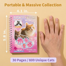 XinTX Cat Sticker Book, 800+ Die Cut Cute Cat Stickers, 30 Sheets, for Journaling, Scrapbook and Planner, 3 Coating Finish (Cat Stickers)