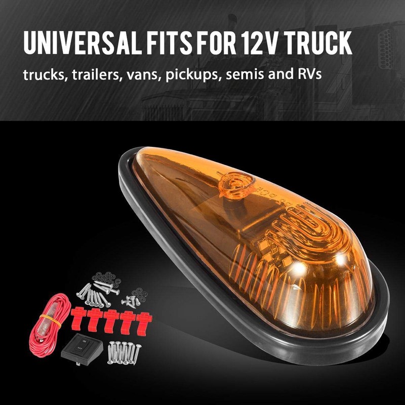 Partsam Amber Teardrop Cab Light 9LED Cab Marker Light 5pcs