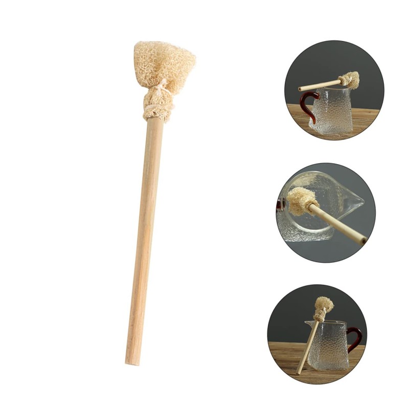 Baluue Handle Loofah Sponge Cleaning Brush for Pot Cup Compact