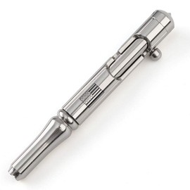Cool Hand 5.1'' Bolt Action Cannon Style Tactical Pen with Clip and Glass Breaker, Satin Finish w/USA Flag