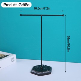 YUNXCNA Jewellery Stand, Necklace Holder, Chain Holder, Jewellery Holder, Chain Holder, Metal Jewellery Stand, Marble Base for Necklaces, Bracelets, Earrings, Rings, Black