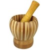 Wooden Mortar with Pestle Wide Stripes