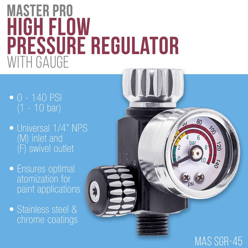 Master Pro High Flow Spray Gun Air Pressure Regulator with
