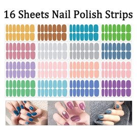 SILPECWEE Vitality Nail Wraps for Women Solid Color Nail Polish Strips Self Adhesive Nail Polish Stickers Gel Nail Strips Nail Art Accessories with 1pc Nail File (16 Sheets)