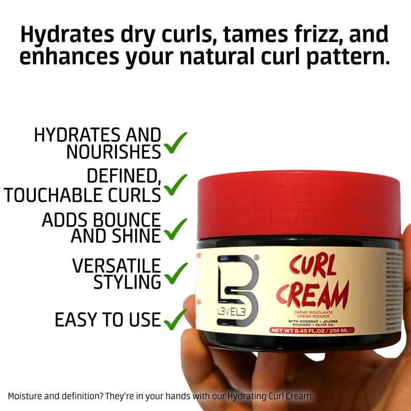 Crema hidratante para rizos de nivel 3, con aceite de