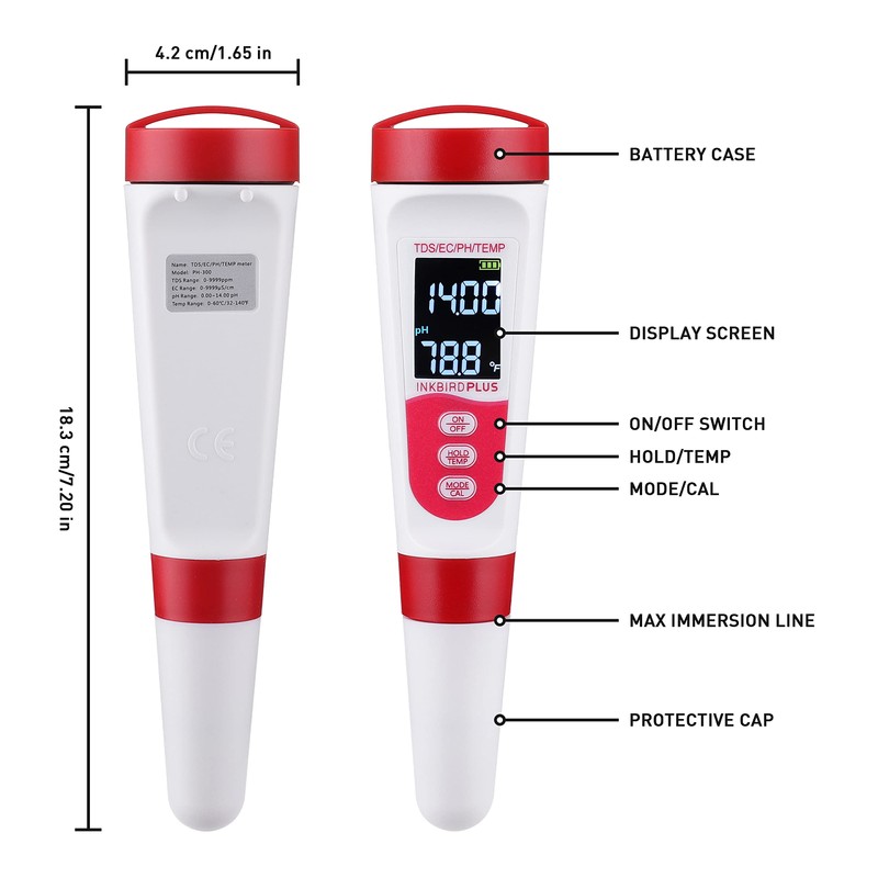 INKBIRDPLUS 4 in 1 pH TDS EC Temp High Accuracy