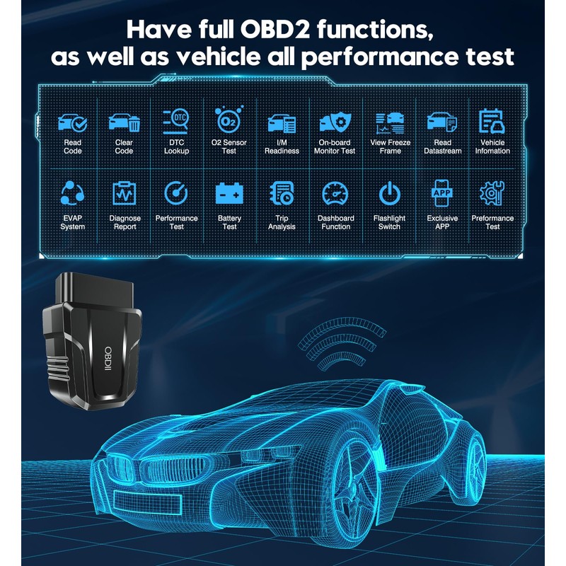 OBD2 Scanner Reader Bluetooth Wireless Auto Diagnostic Scan Tool for