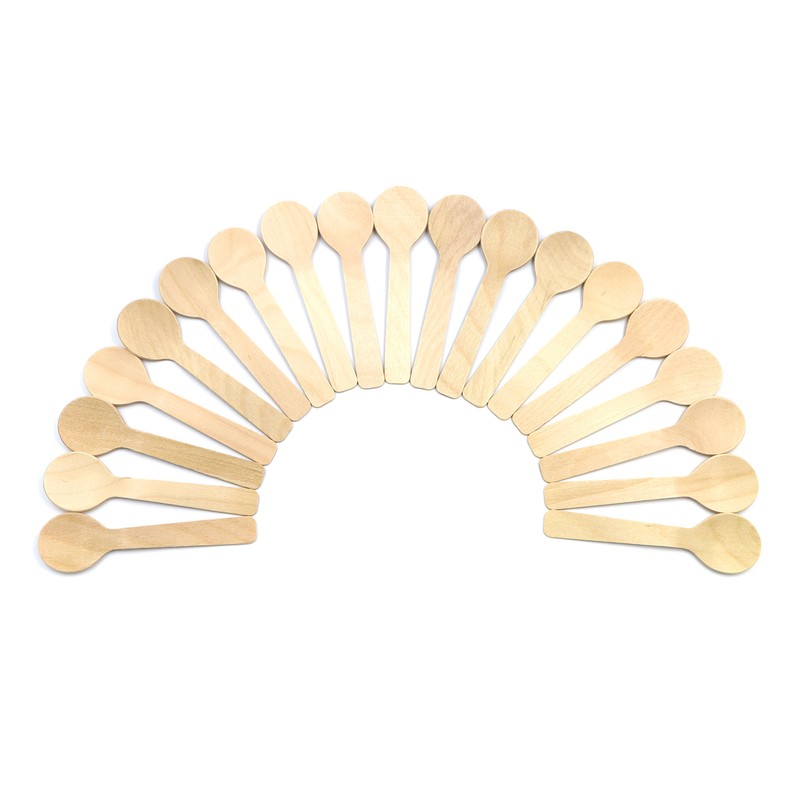 COOBL 3.9 Inches Mini Kitchen Wooden Ice Cream Dessert Spoons