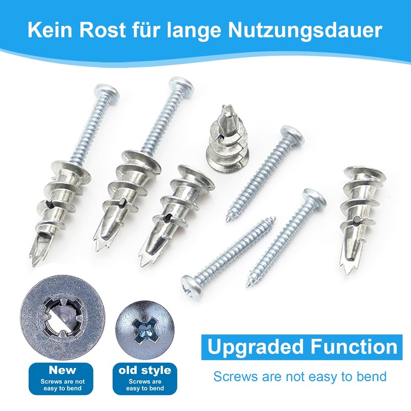 Cavity Dowels Set, 20 Pieces Self-Drilling Plasterboard Dowels Metal, Drywall