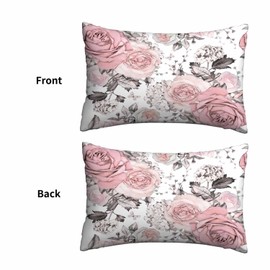 Mugod Cushion Cover Case Pink Rose Floral Pattern Watercolor,Decorative Throw Pillow Case for Sofa Couch Bed Chair,20x30 Inches