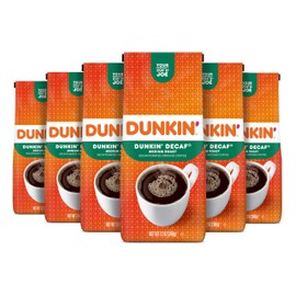 Dunkin' Decaf Medium Roast Decaffeinated Ground Coffee, 12 Ounce (Pack of 6)