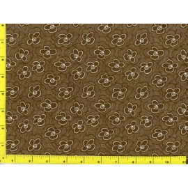 NA White Loopy Flowers on Brown By The Yard CFLYEL01015