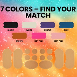 Anyhorse 22PCs Sun-Shield Patches – Cotton UV Strips in 15 Colors for Nose, Face & Body, Peel-and-Stick Outdoor Protection (01 Black)