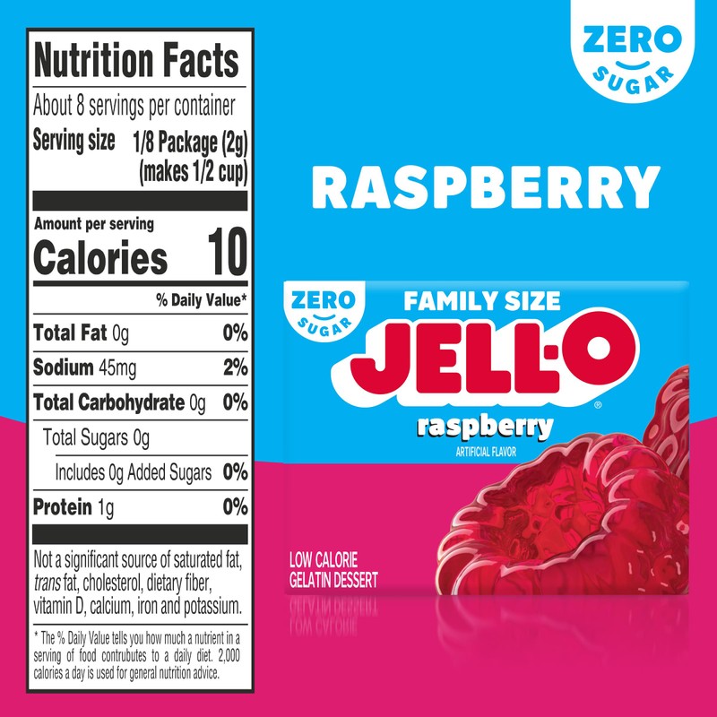Jell-O Raspberry Sugar Free Gelatin, 0.6 Ounce (Pack of 24)