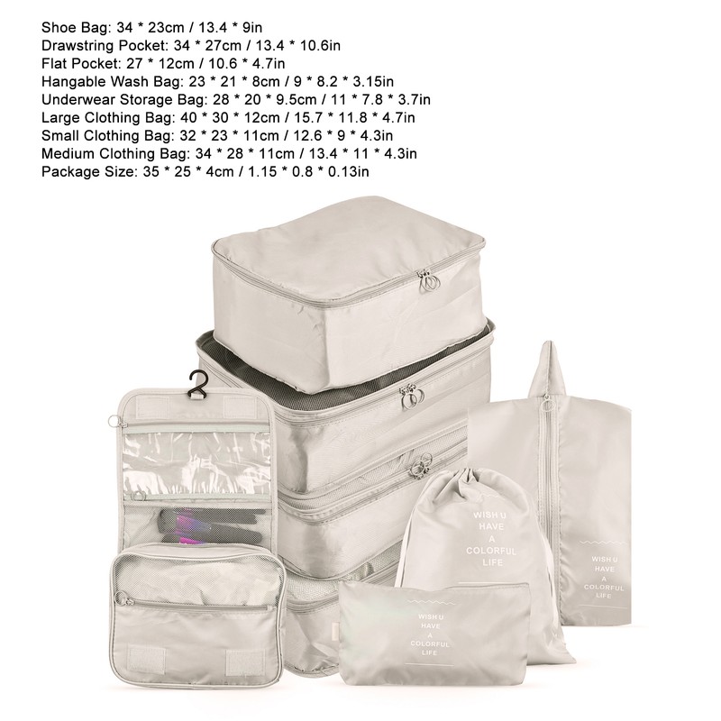 Storage Bags 8PCS Set Travel Suitcase Packing Set Storage Cases