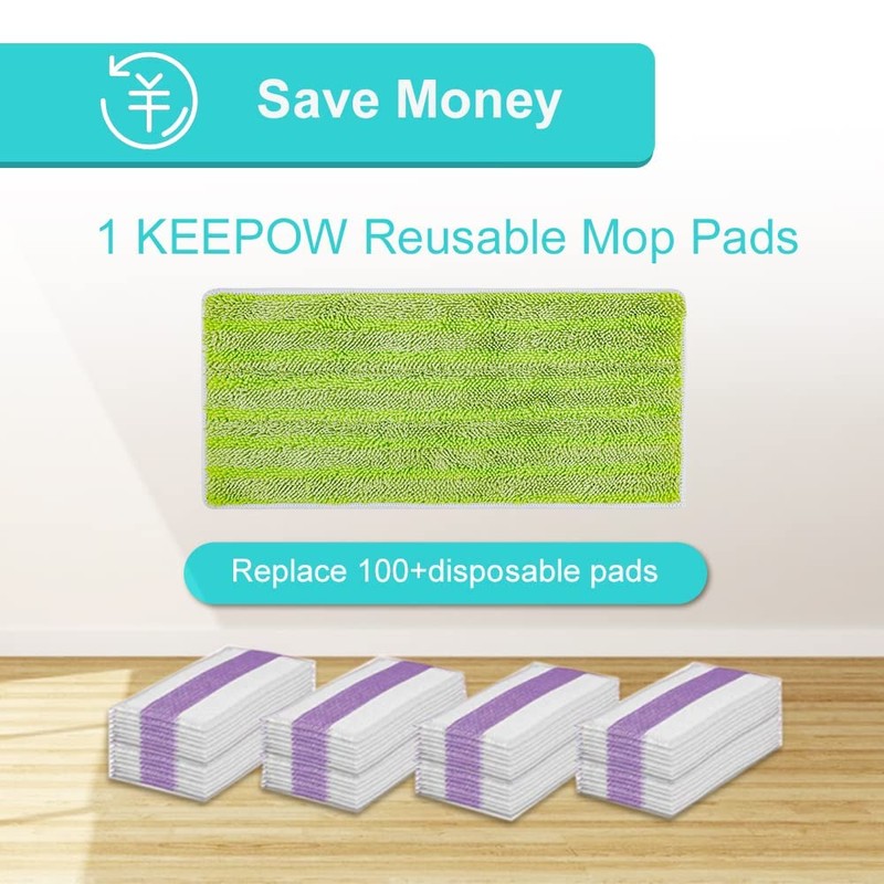 KEEPOW Microfibre Reusable Mop Refill Pads Compatible with Flash Powermop,Machine
