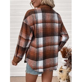 antmove Casual Jackets - Chic Women's Casual Jackets & Flannel Shirt, Newest 2024 Shackets for Women (brown,Small)