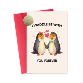 FSSDAS Penguin Sweet Anniversary Cards for Men Husband, Romantic Anniversary Card Gifts for Couple Husband Wife, Romantic Gifts for Birthday Anniv. Valentines Day for Women