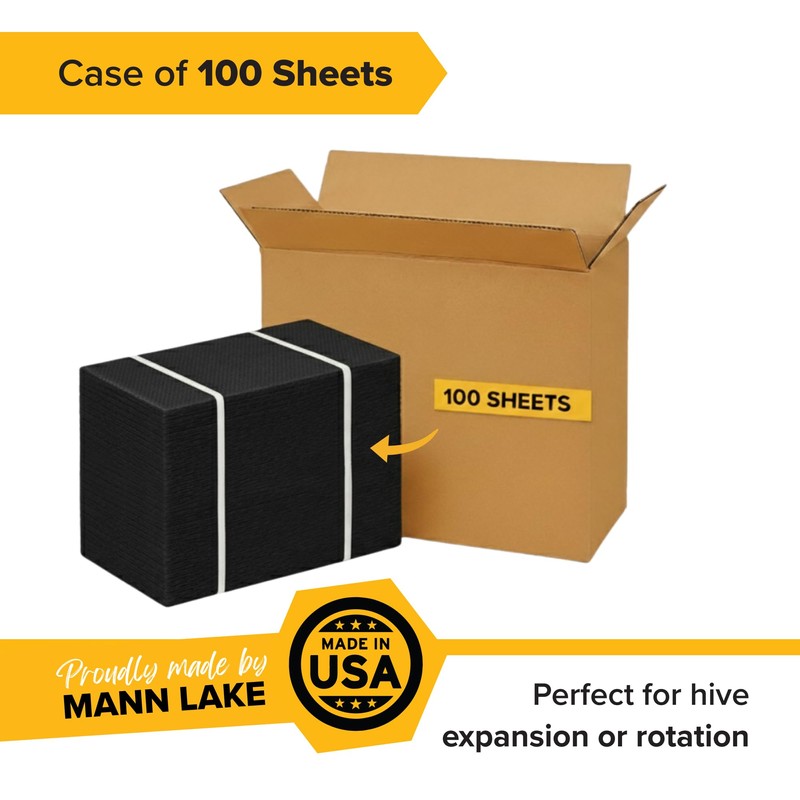 Mann Lake 5 5/8" Waxed Black Rite-Cell Foundation Sheets, Made