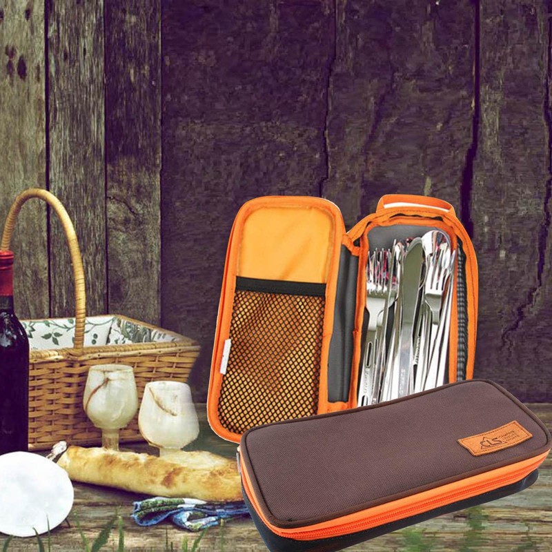 Cutlery Storage Bag Zipper Organizer for Camping, Travel, Office, Party