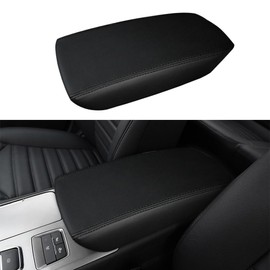 DEYTOP Center Console Cover for Ford Fusion 2017-2020 Accessories Car Armrest Cover for Ford Fusion 2017 Accessories Anti-Scratch Leather Armrest Protector (Black with White Stitches)