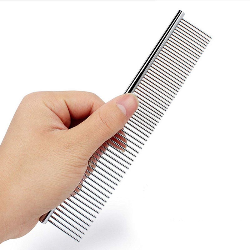 Stainless Steel Pet Grooming Comb with Rounded Ends - Professional