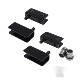 Glass Door Pivot Hinge,TTZEZE Stainless Steel Pivot Hinge Clip,Fit for 5-8mm Thickness Glass Black Small 2 Pack