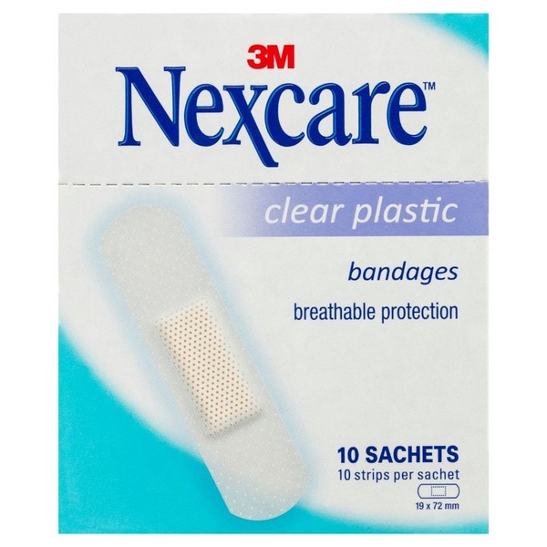 Nexcare Clear Plastic Bandage Strips 10 X (10 Sachets)