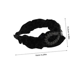 BESPORTBLE Vintage Velvet Hairband with Rhinestone Wheat Ear Accent Wide Knitted Hair Hoop for Women Elegant Soft Velvet Headband for Makeup Christmas and Formal Hair Accessories