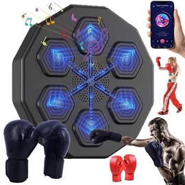 ZENSUKYE Máquina de Boxeo con Música Bluetooth Inteligente, Equipo de Boxeo de Música Montado En La Pared, con Guante De Boxeo