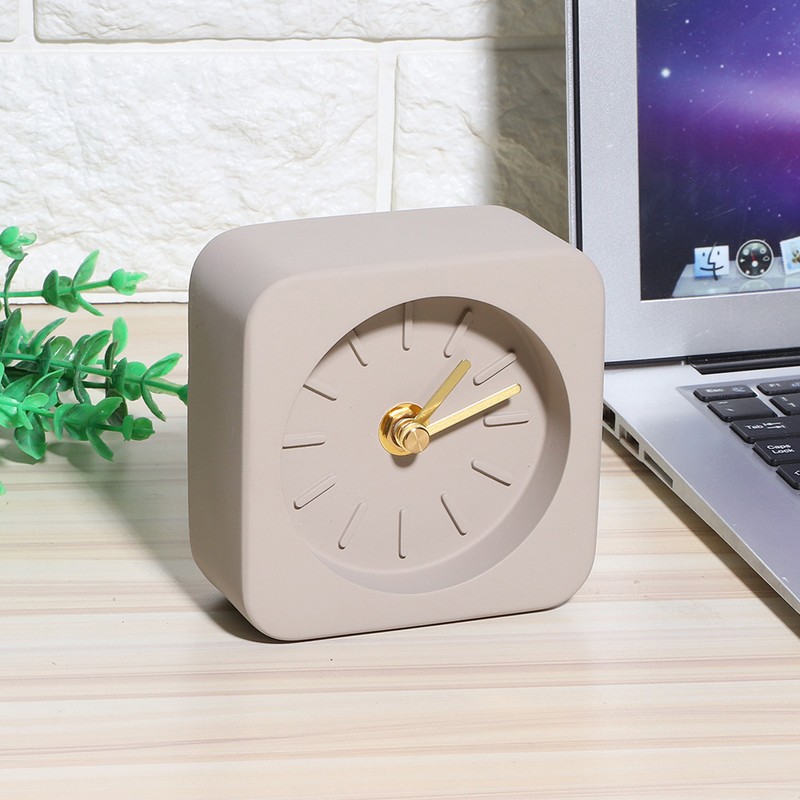 GEEKCOOK Simple Square Cement Desk Clock for Office Home Living
