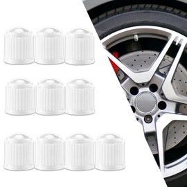 Piburth Tire Stem Valve Caps with O Rubber Ring, Dustproof Airtight Seal Wheel Stem Covers, Universal Accessories for Cars, SUVs, Bicycles,Trucks and Motorcycles (White, 10PCS)