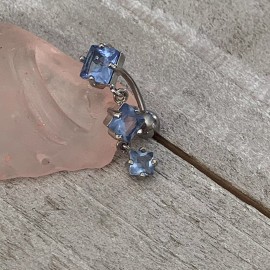 Unbranded 16g Blue Square Gem Reverse Top Down Dangle Belly Button Navel Ring US seller