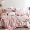Lanqinglv Girls’ Ruffle Pink Bed Linen, 3-Piece, Microfibre Bed Cover