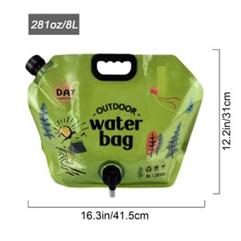 YBTMG 8L Collapsible Water Container Bag with Spigot, 2.1 Gallon BPA-Free Portable Folding Water Storage Bag with Adjustable Faucet for BBQ, Camping, Hiking, Outdoor Adventures, 1PC, Green