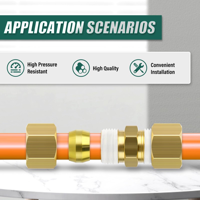GORAGUCHI 12PCS 5/16" x 5/16" Tube OD Coupler, Brass Compression