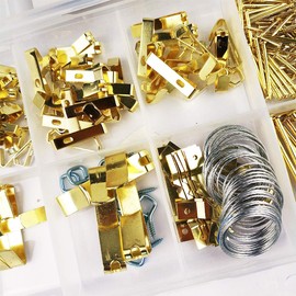 200 Pieces Picture Frames Hanging Hooks Set,Medium Photos Hangers Assortment Kit Install Tools Nail Hook Hanger Wire for Wall Mounting