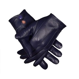 Men's Dress Leather Gloves (Large, Navy Blue)