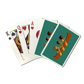 Kayaking - Geometric - Contour (Playing Card Deck - 52 Card Poker Size with Jokers)