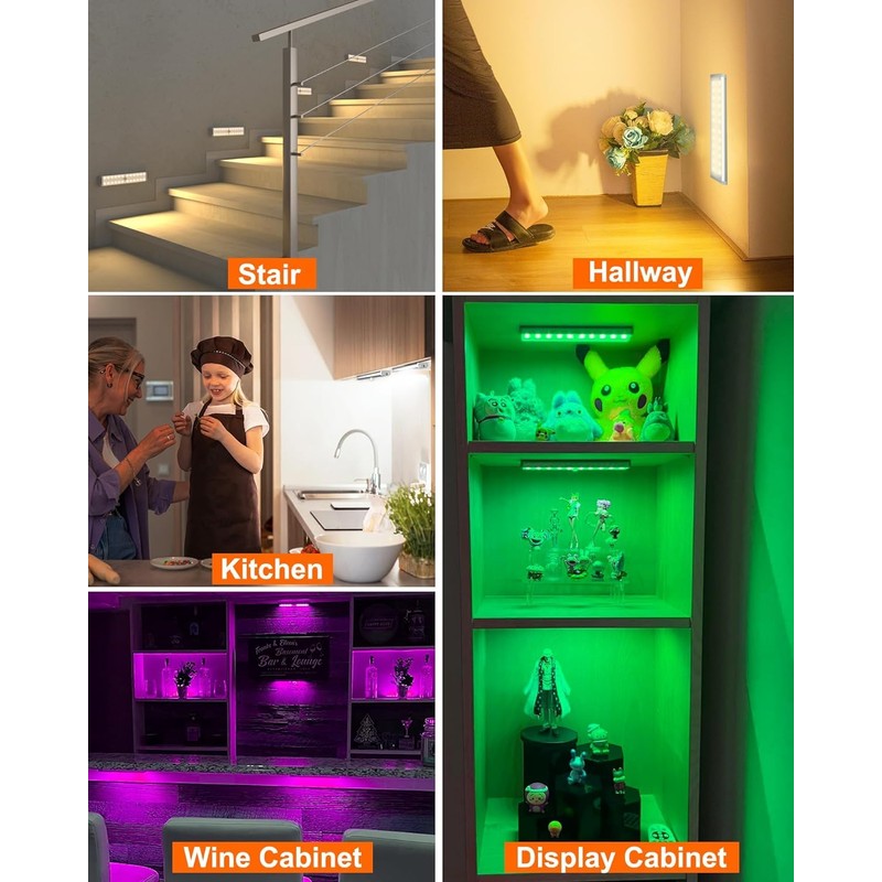 Haigvel Under Cabinet Lights Wireless, 58-LED Rechargeable Motion Sensor Closet