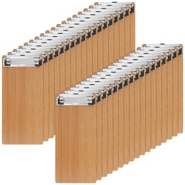 MUKLEI 35 Pack Wood Mini Clipboards, 9 x 4 Inch Wood Check Presenters, Small Wooden Half Page Menu Clipboard for Restaurant Cafe Check Waitress Servers, Brown