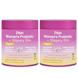 Feminine Vaginal Probiotics Gummies, Supports pH Balance & Digestive Health, Slippery Elm for Women, Suagr-Free, Veagn, Pineapple Flavor, 120 Count