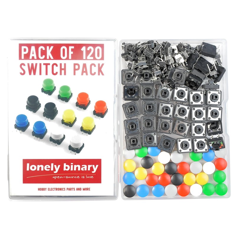 Lonely Binary 120-Piece Tactile Push Button Switch Kit – Includes