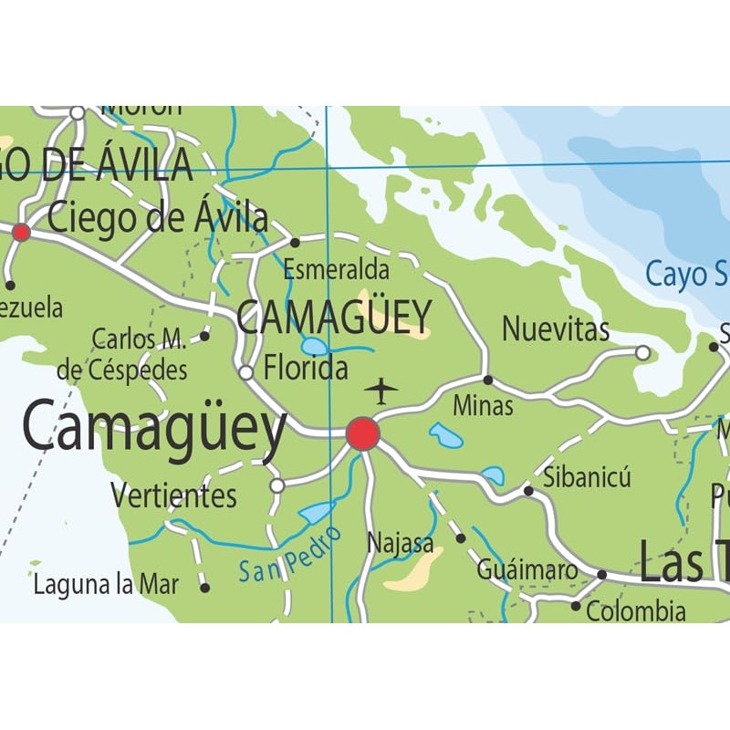 Cuba Physical Map - 23.3 x 16.5 Inches - Paper