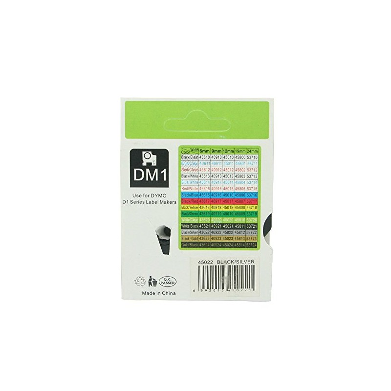 BROVACS 1 x Black on Silver Label Tape Compatible with