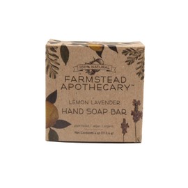 Farmstead Apothecary 100% Plant Based Hand Soap with Organic Coconut Oil & Organic Vitamin E Oil (Lemon Lavender Plastic Free Bar, 1 pack)
