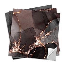 funlife 10Pcs Peel and Stick Backsplash Wall Tile for Kitchen Bathroom Laundry Room, 5.9"x5.9" Portoro Golden Black Elegant Marble